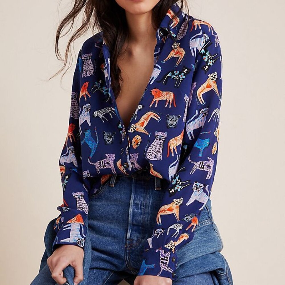 Anthropologie- Carolyn Gavin Mariposa Silk Blouse